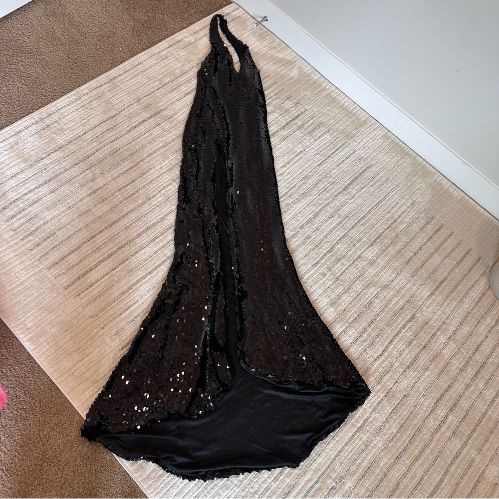 Fashion Nova Black Sequin Evening Dress